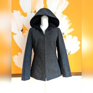 Hooded Wool Zip Jacket M